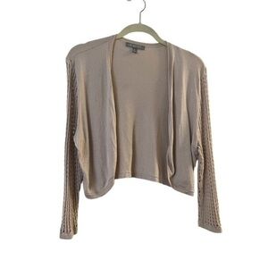 Neiman Marcus 100% Cashmere Neutral Light Tan Cardigan Shrug